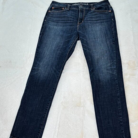 American Eagle Outfitters Women's Hi-Rise Skinny Stretch Dark Denim Jeans - Picture 2 of 15